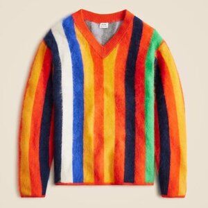 Christopher John Rogers X J.Crew Brushed Cashmere V-Neck Sweater in Multistripe